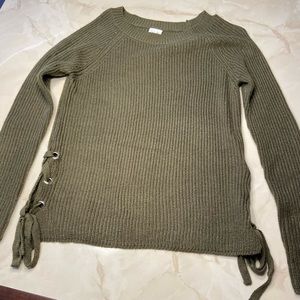 Tie Side Green Sweater